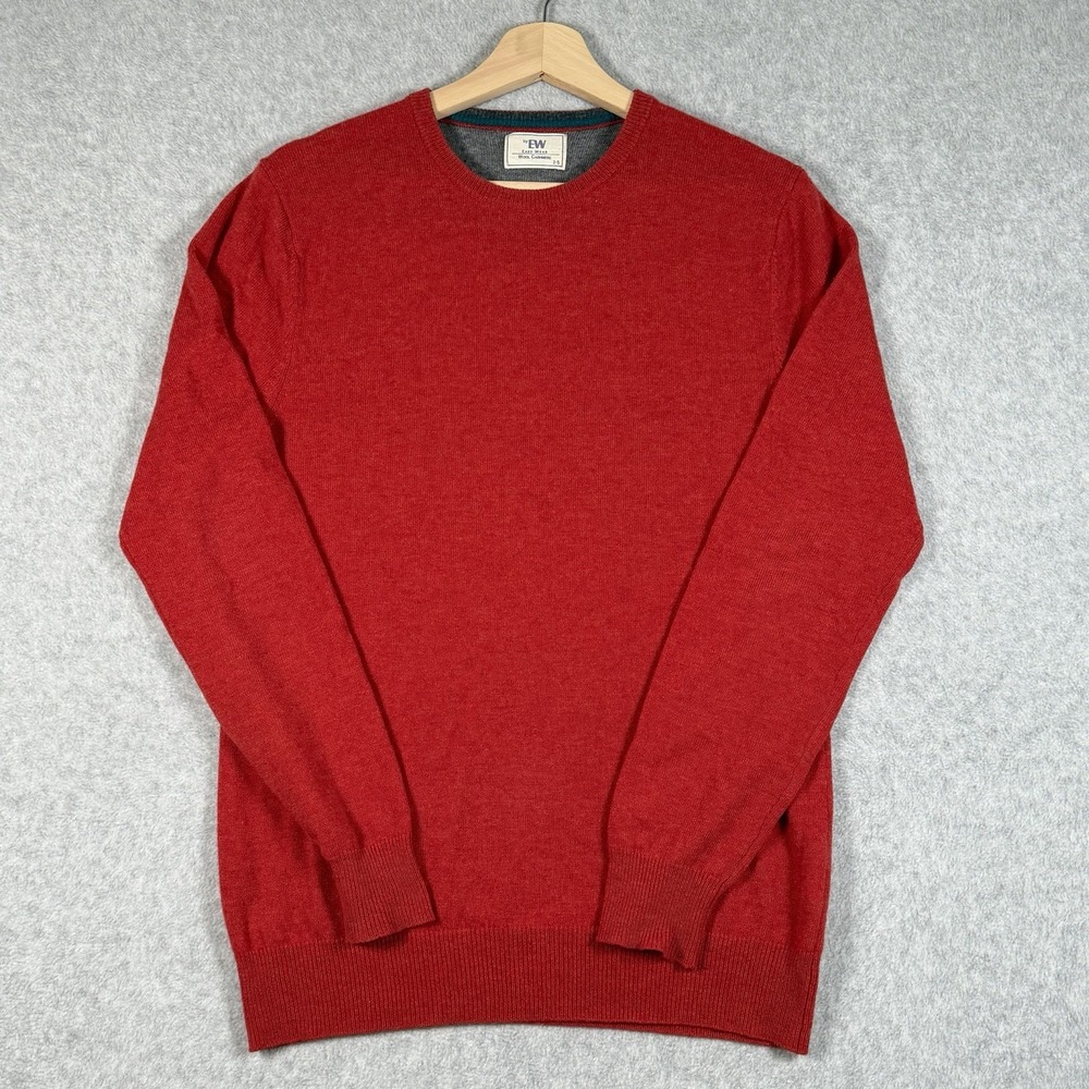 EW by Easy Wear Wool Cashmere Pullover Knit Sweater Womens 2/Small Orange Ribbed